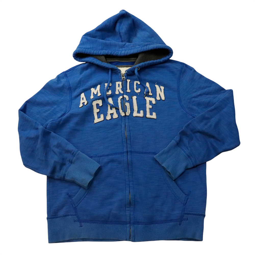 Vintage American Eagle Blue ZIP Up Hoodie Size L